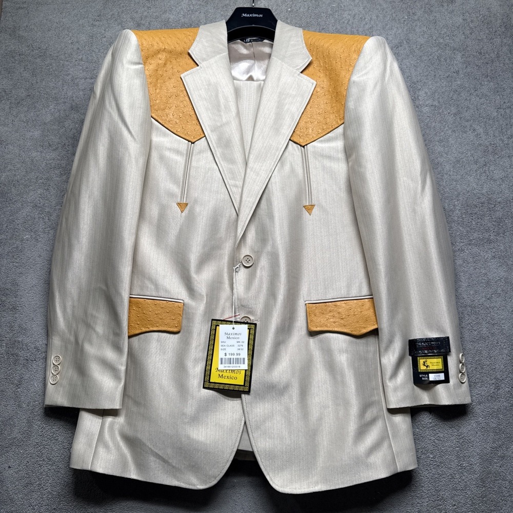 Western Rockabilly Suit Men's 38/32 Beige Tan Cowboy Vintage Style Hoco Stage